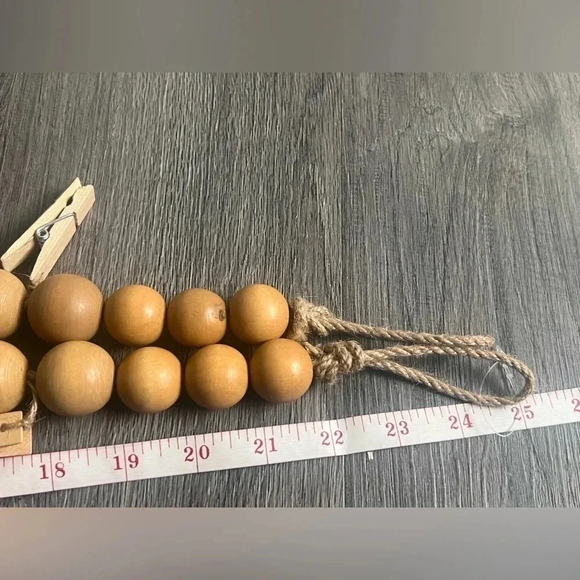 Wood Bead Garland with Clothes Pin Photo/Card Holders, One Size, Natural Color - Picture 4 of 6